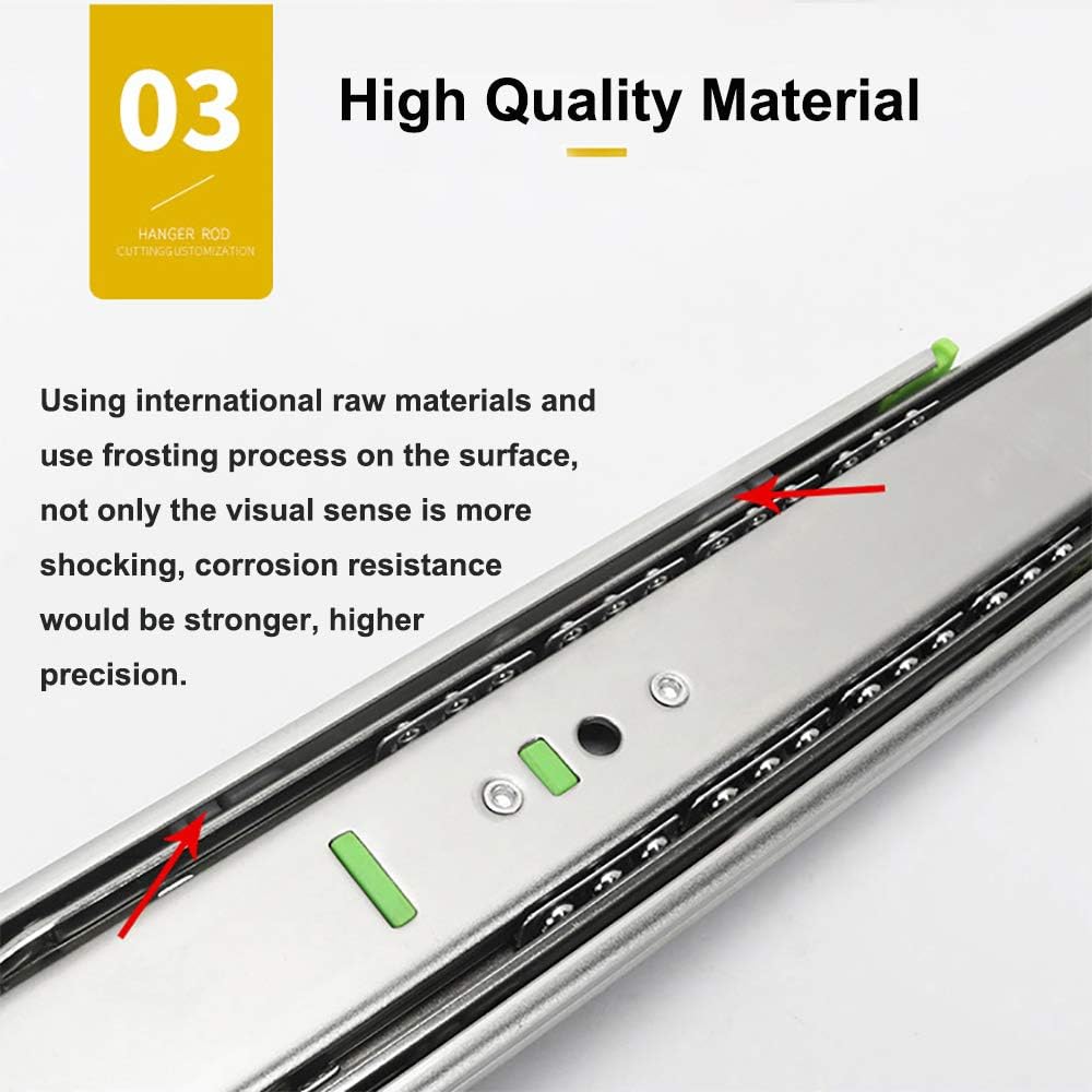 Hitess 10 Pairs of 20 Inch Ball Bearing Full Extension Side Mount Soft Close Drawer Slides,Available in 12'',14'',16'',18'',20'',22