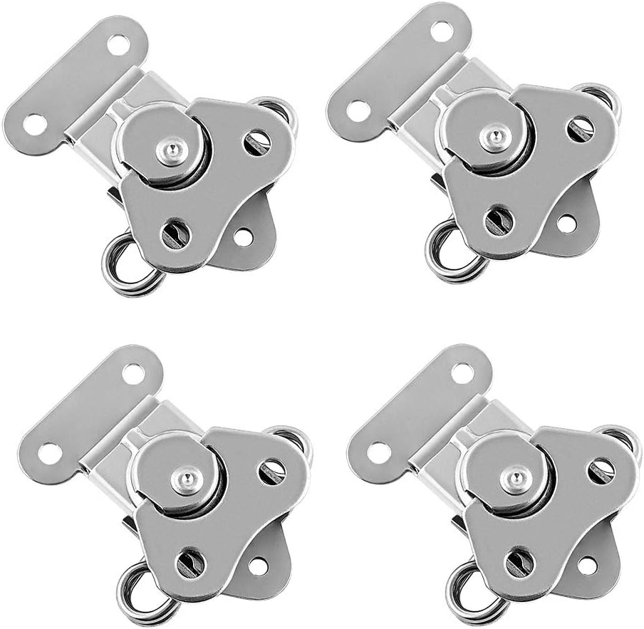 Qwork 4 Pack 304 Stainless Steel Twist Latch with Keeper and Spring Butterfly Draw Latch for Case Box