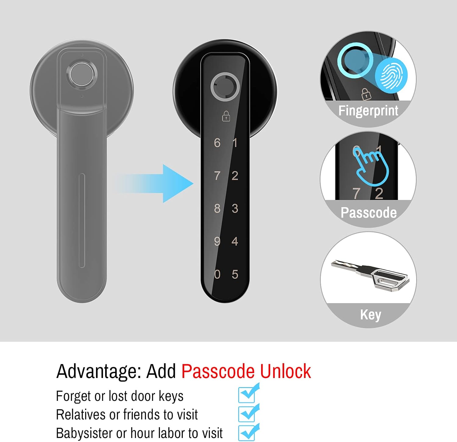 Secustone Fingerprint Door Lock Keyless Entry Door Lock, Door Locks with Keypads, Handle, Passcode, Fingerprint, and Key Unlock, Easy to