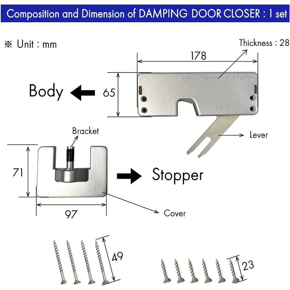 Hansan Damping Door Closer for Interior Door Quiet and Safe Home Auto Door-Closer with Easy Installation Durable