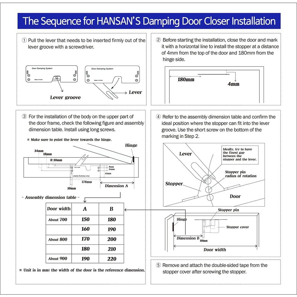 Hansan Damping Door Closer for Interior Door Quiet and Safe Home Auto Door-Closer with Easy Installation Durable