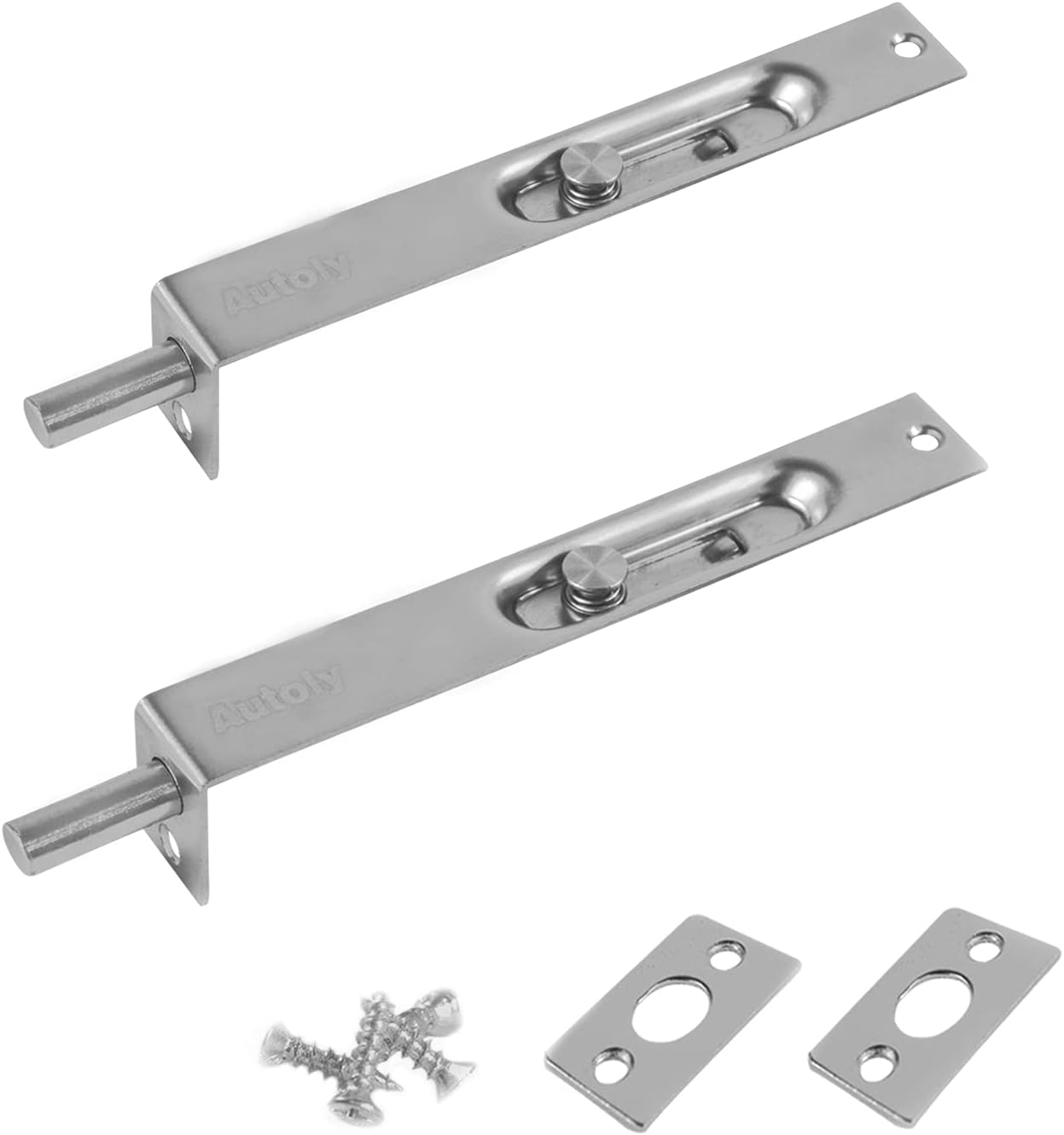 Autoly 2Pcs 6 Inch French Door Lock,Stainless Steel Concealed Slide Lock Bolt Lever Action Latch with Screws,for Doors and Windows,Fre