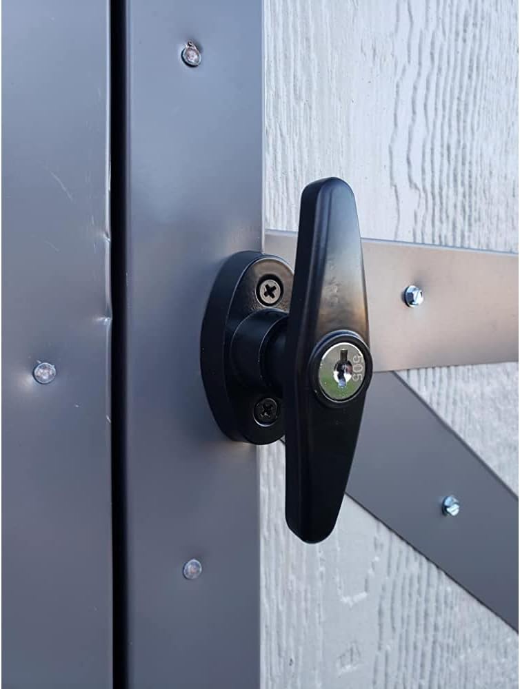 Natasher 4-1/2" Shed Door Lock T-Handle Lock Kit with 4 Keys and 2 Screws, Black Shed Door Lock,Shed Locks with Keys Outdoor,Barn D