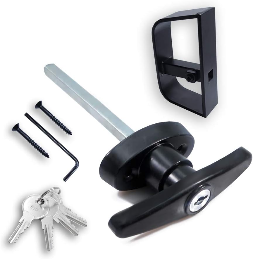Natasher 4-1/2" Shed Door Lock T-Handle Lock Kit with 4 Keys and 2 Screws, Black Shed Door Lock,Shed Locks with Keys Outdoor,Barn D