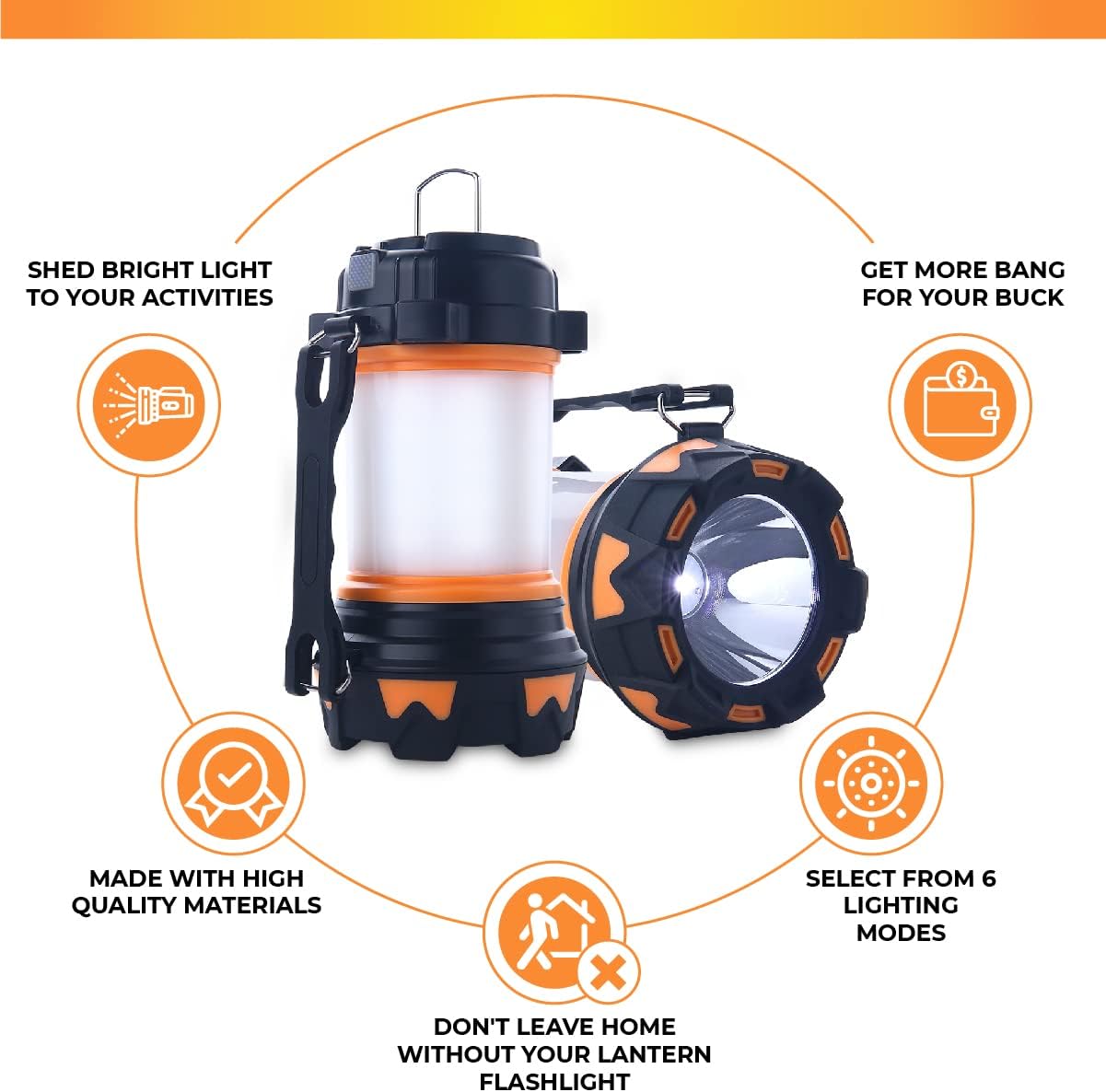 AYL LED Camping Lantern Rechargeable, Super Bright Lantern Flashlight and 360 Degree Illumination, Power Bank, IPX4 Waterproof for