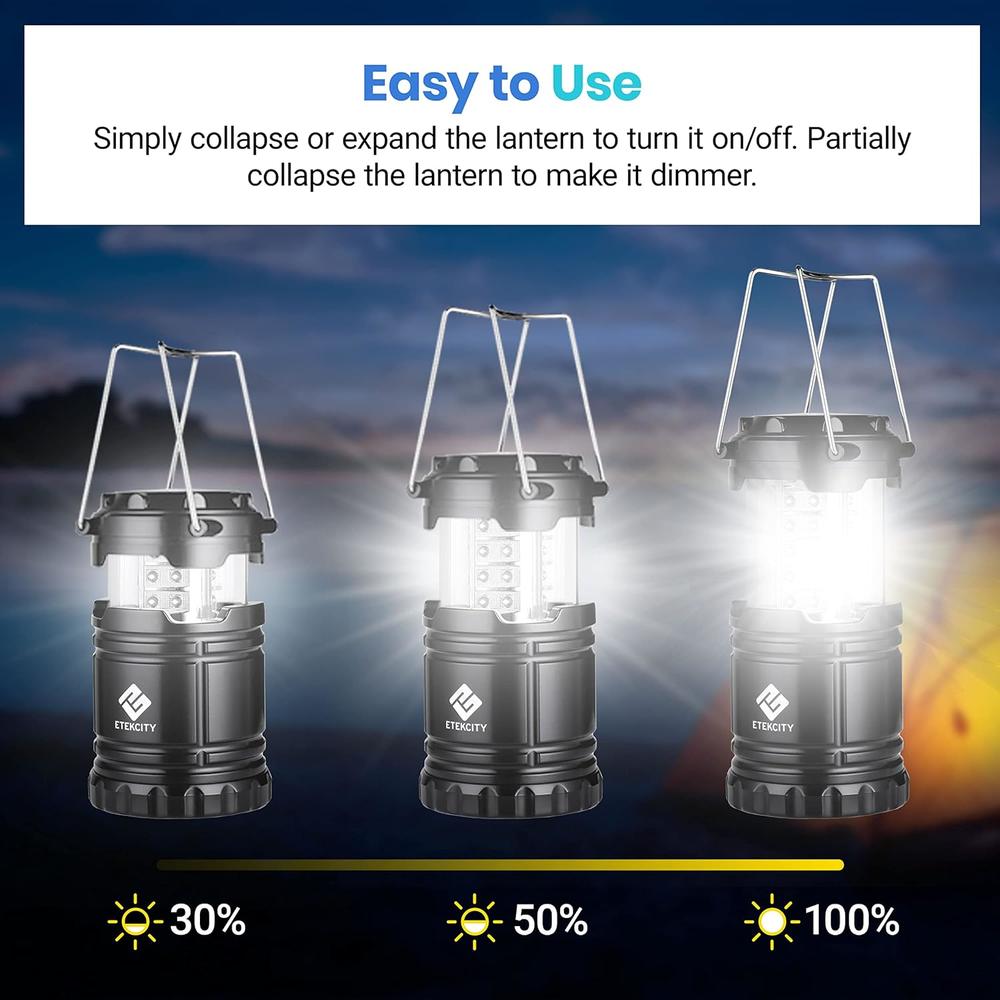 Etekcity Camping Lantern Battery Powered LED for Power Outages, Emergency Light for Hurricane Supplies Survival Kits, Operated Lamp, Cam