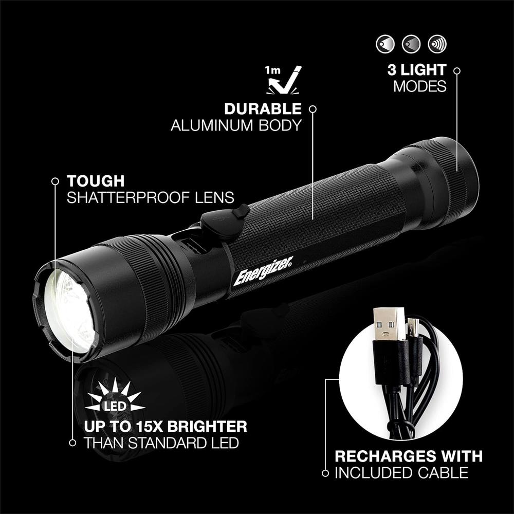 Energizer T1000 LED Tactical Flashlights, Bright 1000 High Lumens, Heavy Duty Water Resistant Flashlight for Emergency, Survival Kit, Cam