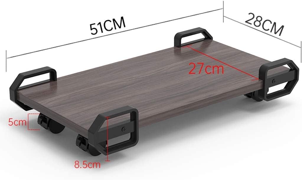 SUNSKYOO CPU Stand, PC Tower Stand, CPU Stand, Wooden Stand with 4 Swivel Casters Under Desk, Fits Most PCs-Walnut||51 * 28cm