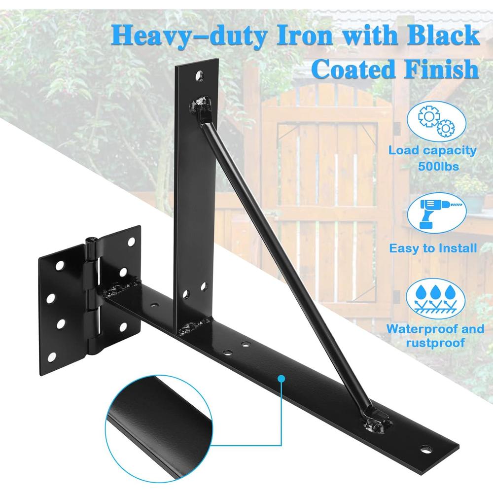 TFMUZERT Heavy Duty Fence Gate Kit Gate Hardware Iron No-Sag 2x4s Adjustable for Wooden Fence Gate Windows Shed Doors