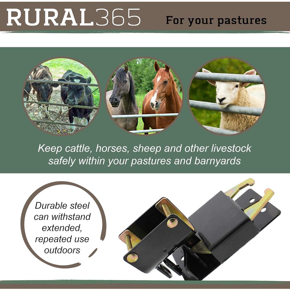 Rural365 Farm Gate Latch 2 Way Gate Latch - Black Two Way Gate Latch Livestock Cattle Gate for Horse Corrals, Ranches
