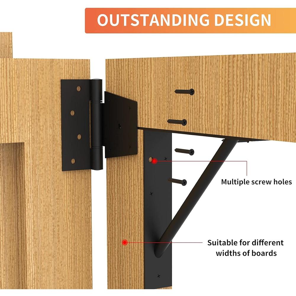 Kunzye Heavy Duty Fence Gate Kit Gate Hardware Gate Corner Brace Bracket Gate Hinges Adjustable for Wooden Fence No Sag Kit for Shed D