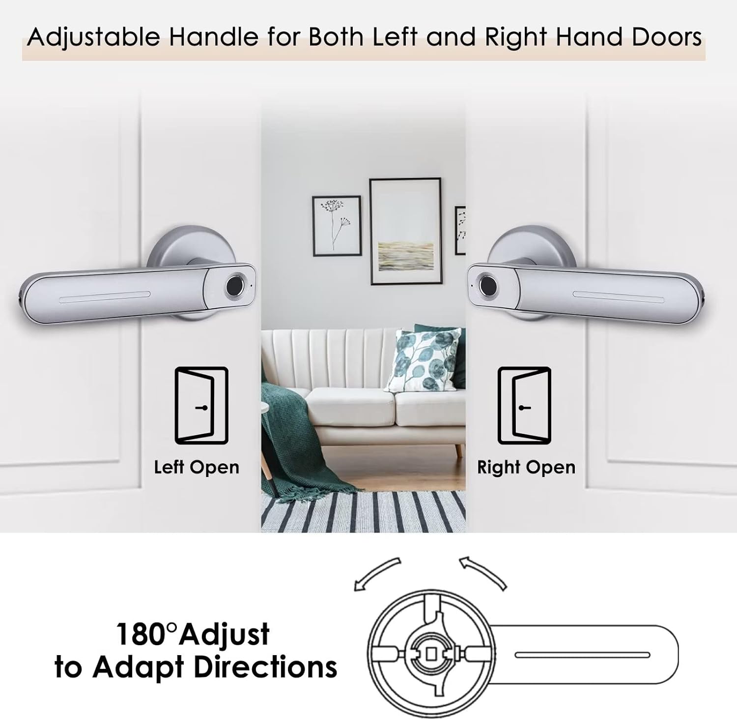 COLNIC Fingerprint Door Lock,Keyless Entry Bedroom Door Lock with Handle,Biometric Door Handle Lock,Bedroom Fingerprint Smart Door Loc