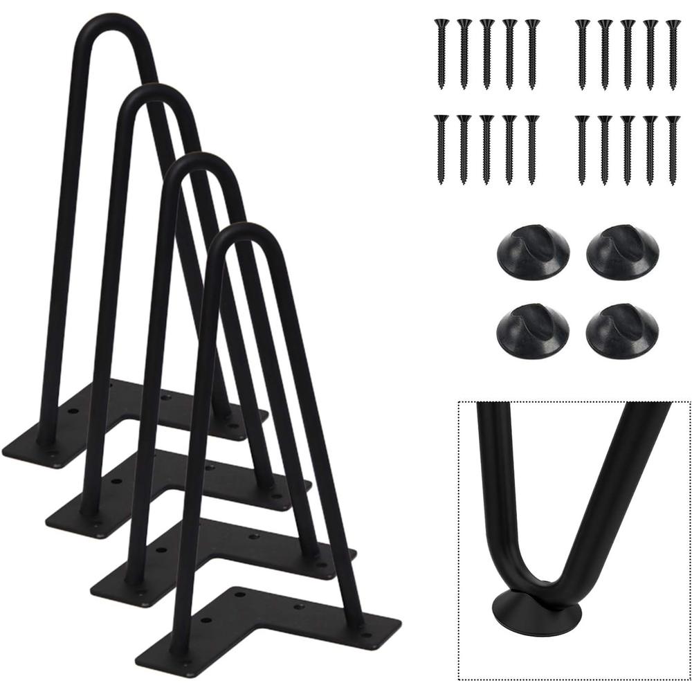 Orgerphy 8&#226;&#128;&#157; Black Hairpin Furniture Legs(4PCS) | Heavy-Duty Hairpin Legs End Table Legs| with Screws and 4p
