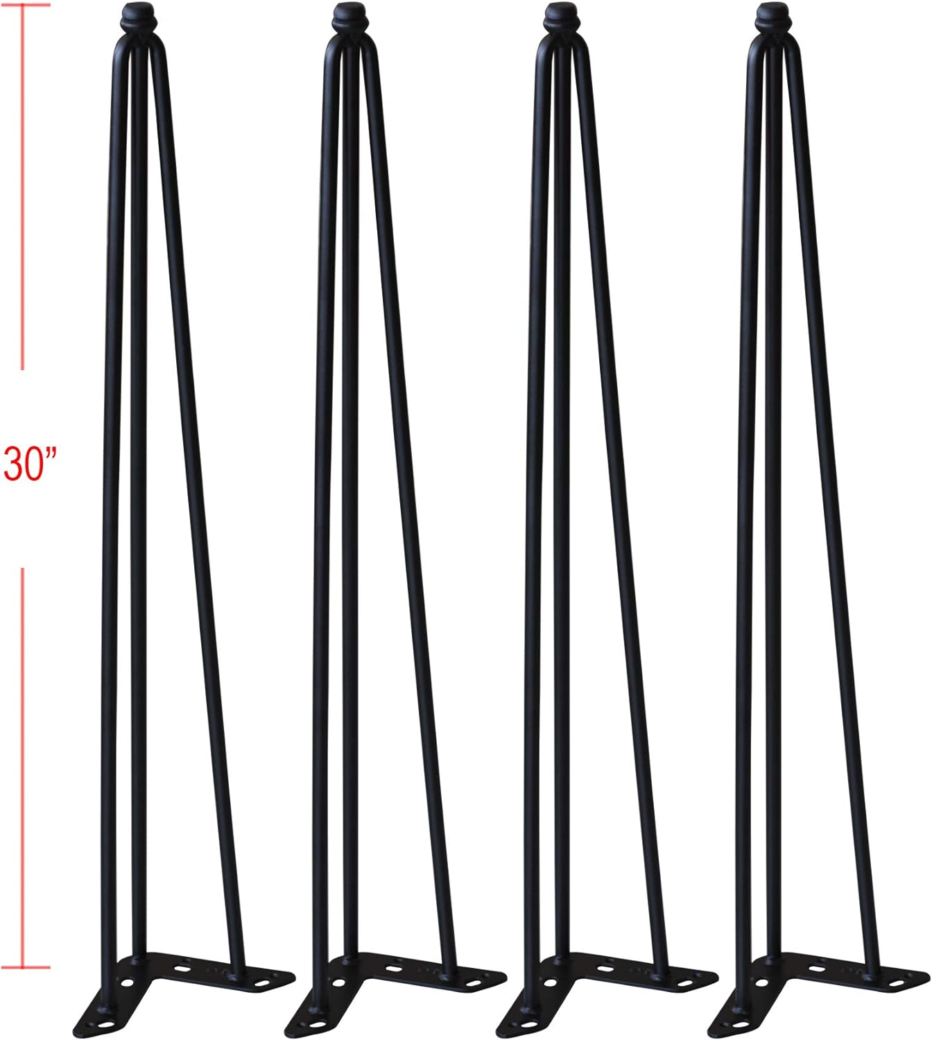 Home Soft Things Hairpin Metal Table Legs 30 Inch Legs for Furniture Coffee Bench Dining End Industrial Table Desk Set of 4 with Screws Adjustab