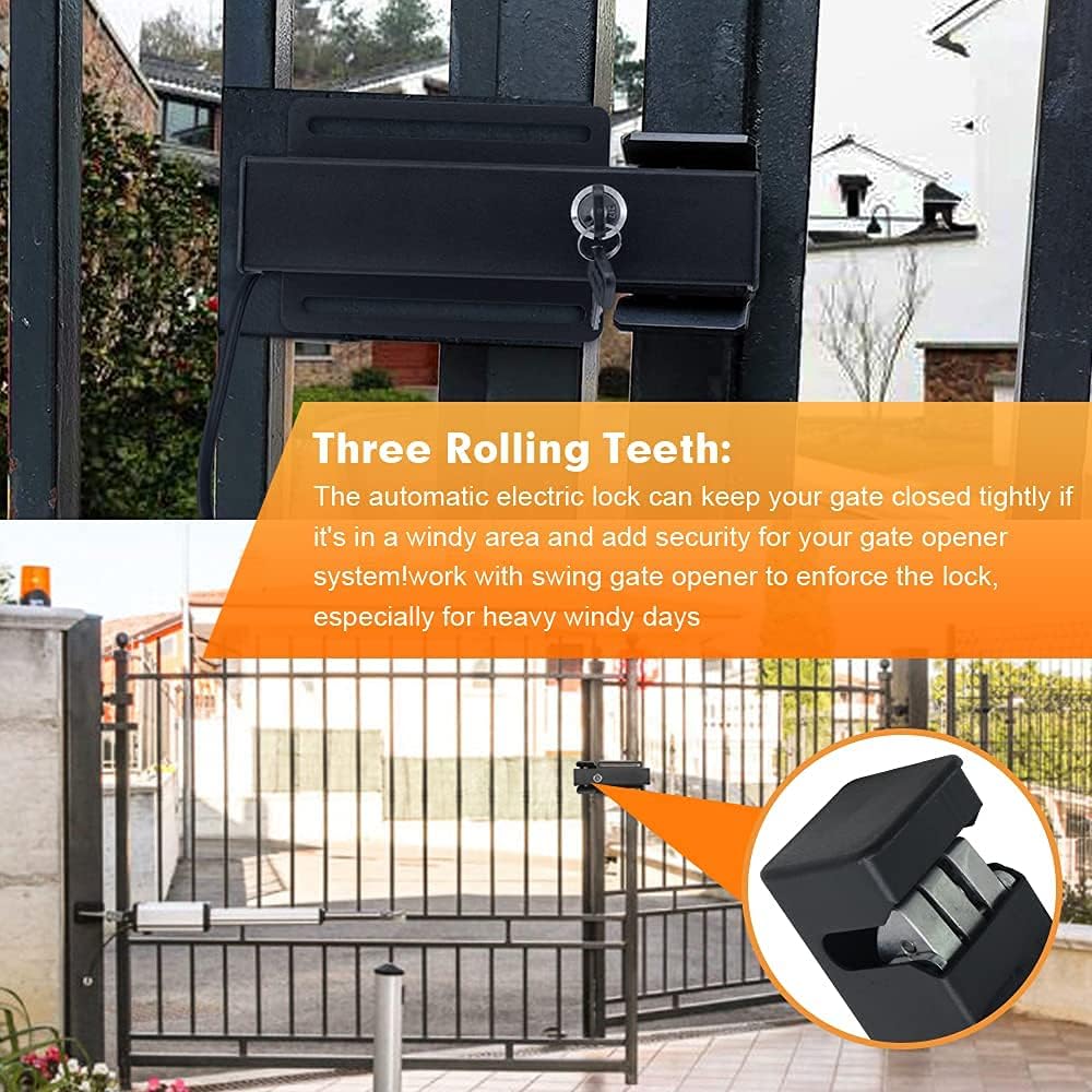 Giant X-XHOUSE Automatic Electric Gate Lock Gate Operator System Device Safe Security Gate Lock Work for DC 12/24V Swing Gate Opener