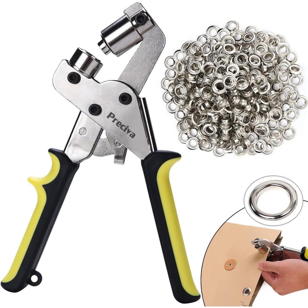 Grommet Punch Hole Machine Hand Druk Oogmachine Set met 3 Dies & 900 Grommet Punch Hole Machine Hand Druk Oogmachine Set met 3 Dies & 900