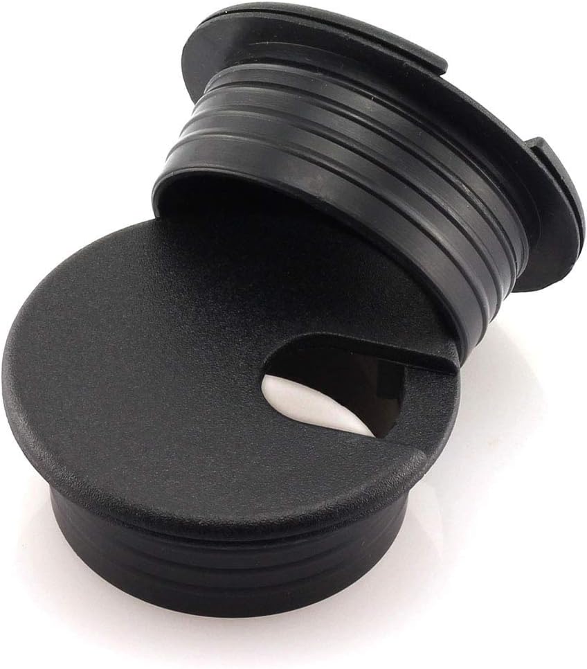 HJ Garden 2pcs 1-1/2 inch Desk Wire Cord Cable Grommets Hole Cover Office PC Desk Cable Cord Organizer Plastic Cover Black