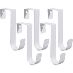 ROMEDA 5 Pack Over The Door Hooks, Sturdy Metal Single Over Door Hooks, White Door Hanger Hook Door Hooks for Hanging, Towels, Clothes
