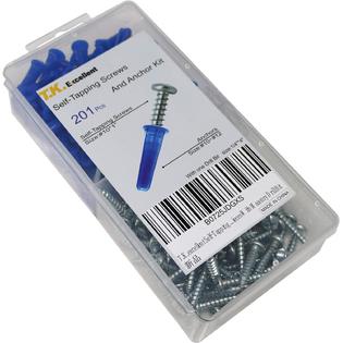 T.K.excellent Blue Conical Plastic Anchor and Self Tapping Screw and  Masonry Drill Bit,201 Pieces
