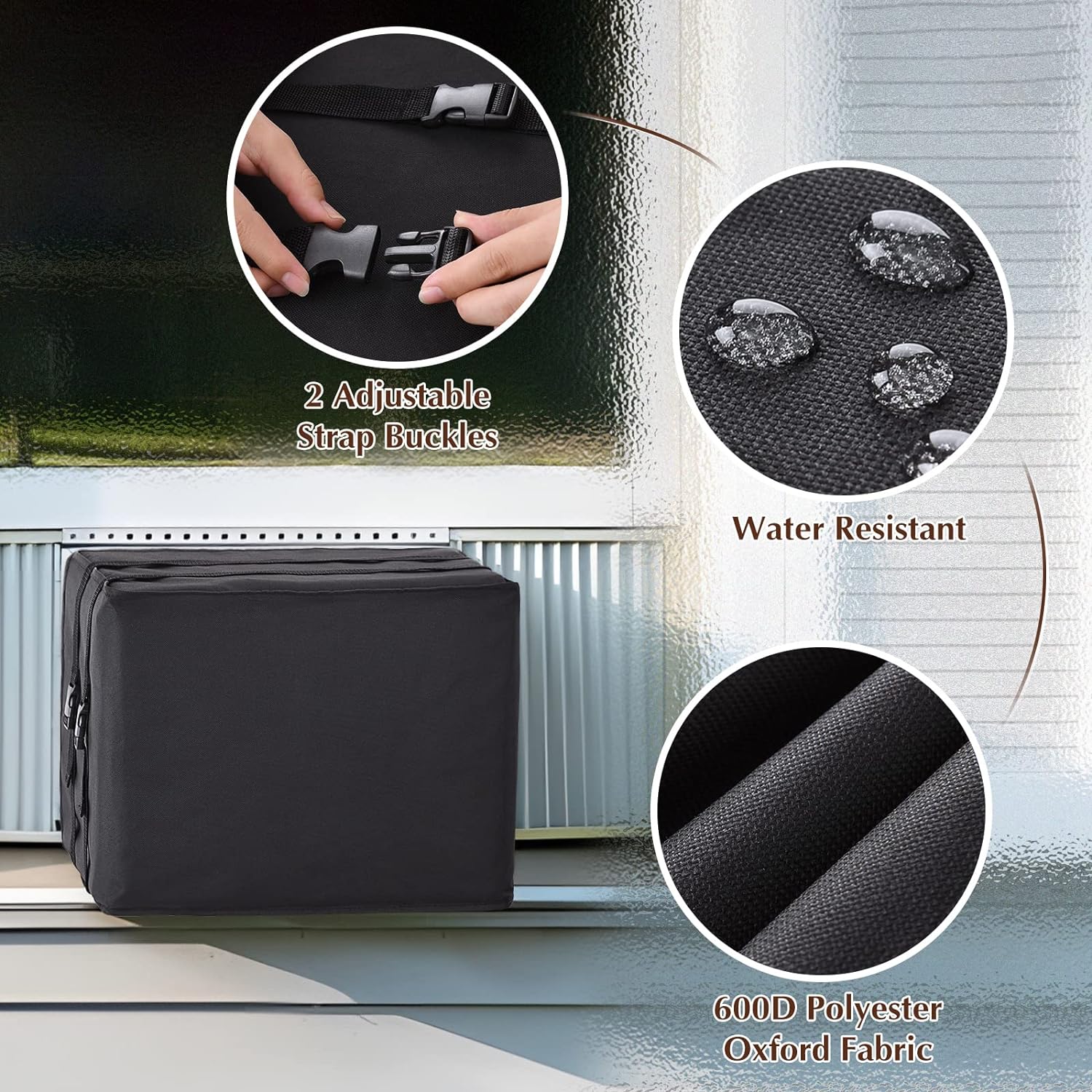 Bestalent Outdoor Window Air Conditioner Cover, AC Unit Cover for Outside 21.5W x 16D x 15H inches (Black)