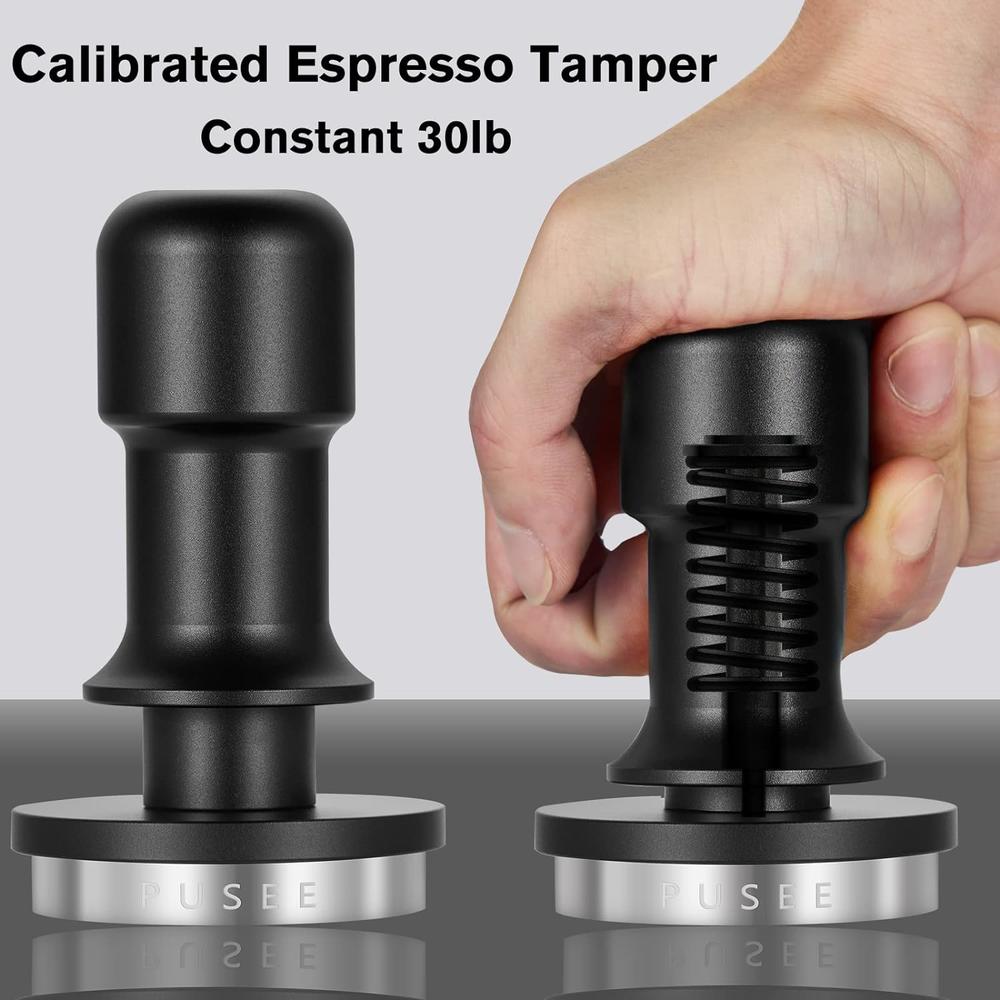 PUSEE 53mm Espresso Tamper,Premium 30lb Calibrated Espresso Tamper Upgrade Coffee Tamper with Spring Loaded,100% Stainless Steel Grou