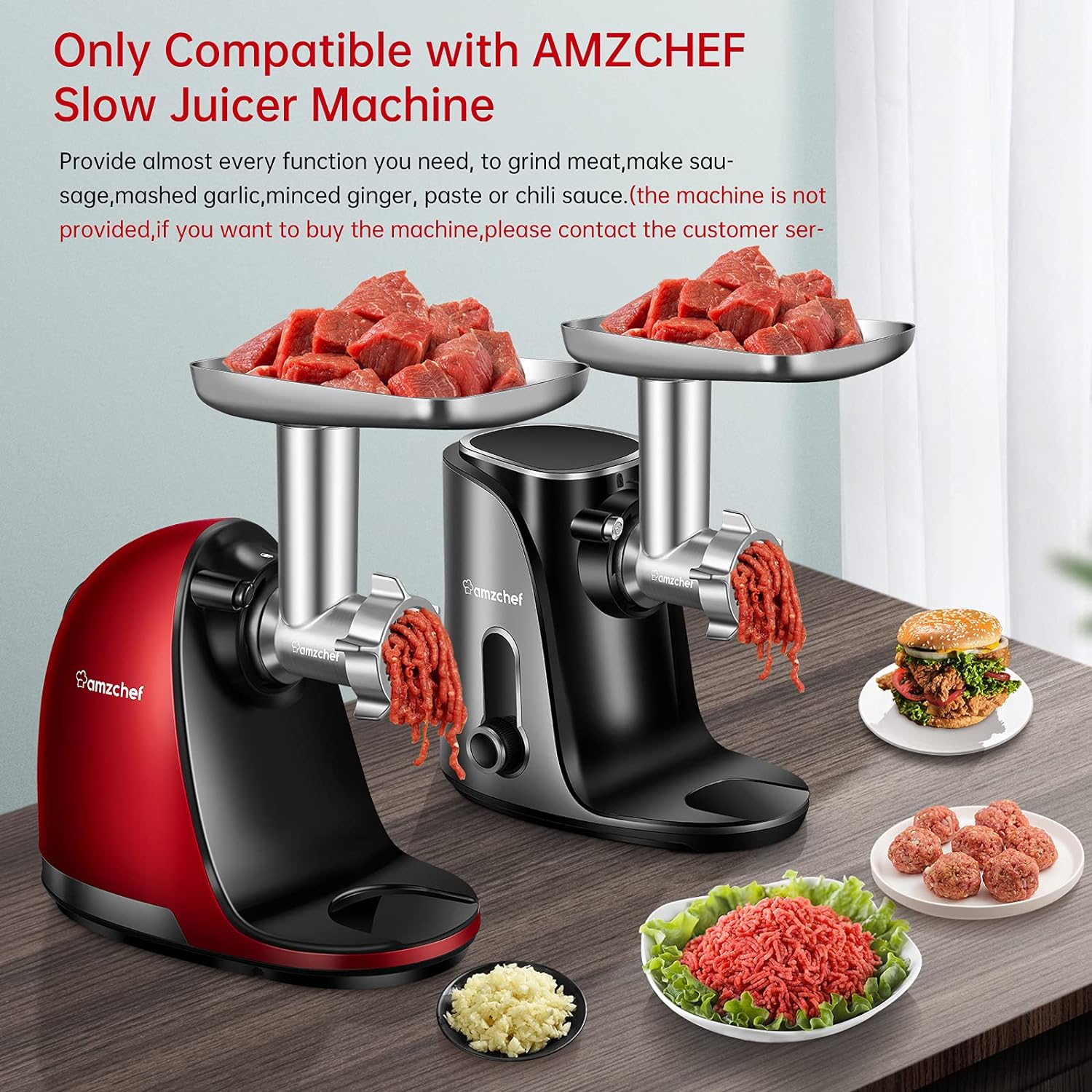 AMZCHEF Metal Food Grinder Attachment for  Slow Juicer, ZM1501