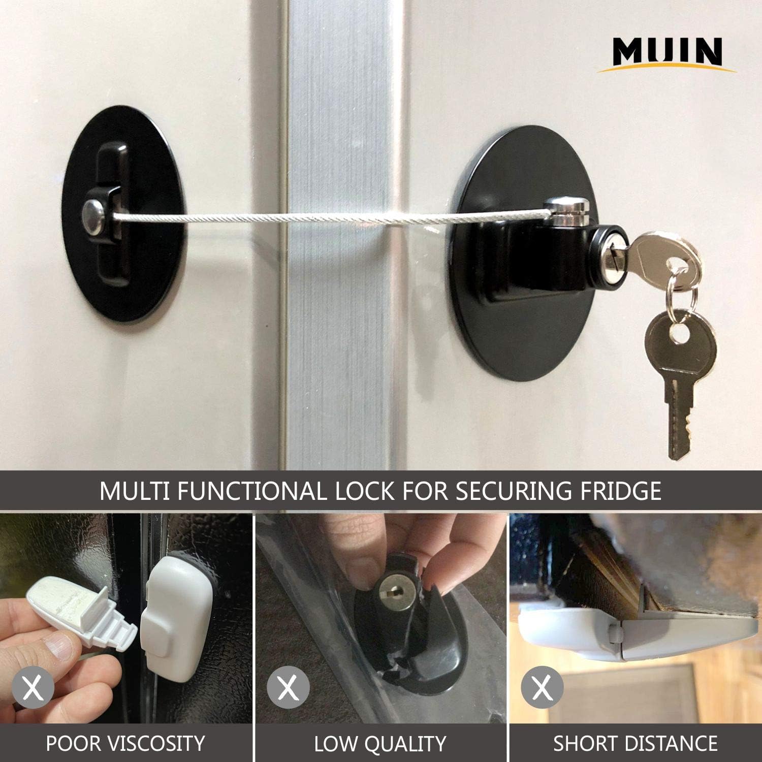 MUIN Highly Secured Refrigerator Lock with Key &#226;&#128;&#147; Mini Refrigerator Door Lock for Children and Adults
