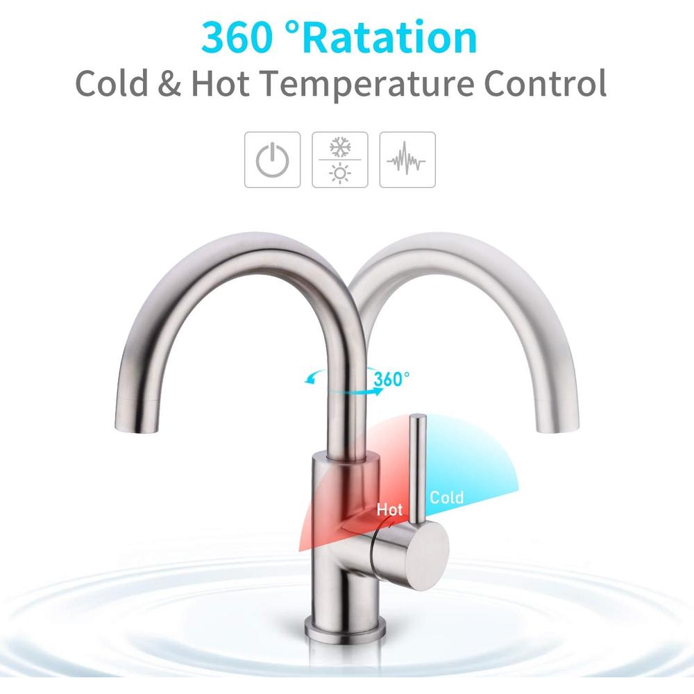 CREA Bar Sink Faucet, Sink Faucet Single Hole for Bathroom Kitchen Small RV Campers Faucet Brushed Nickel Pre Wet Mini Restroom Bath