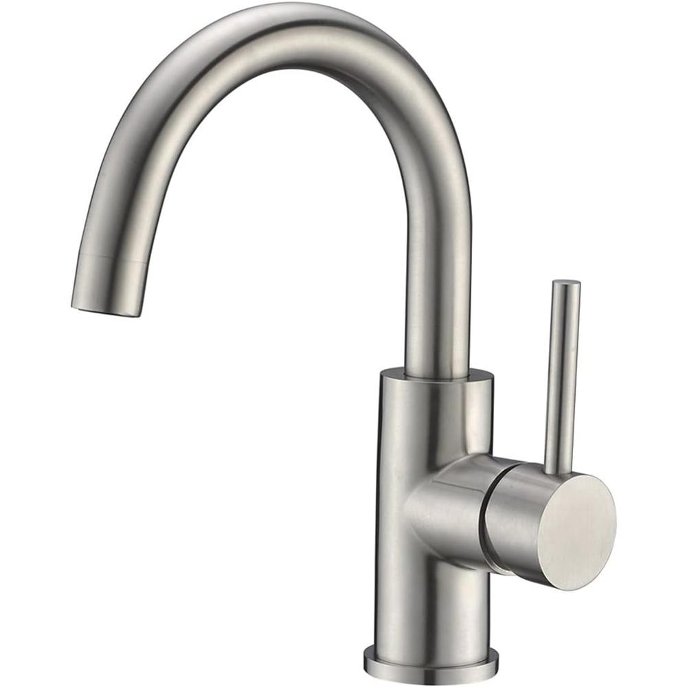 CREA Bar Sink Faucet, Sink Faucet Single Hole for Bathroom Kitchen Small RV Campers Faucet Brushed Nickel Pre Wet Mini Restroom Bath