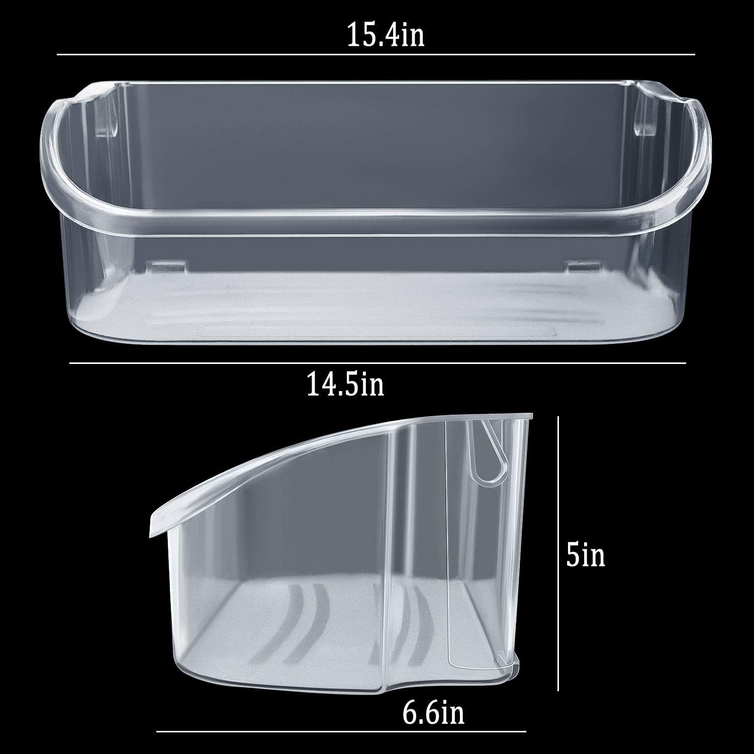 AMI PARTS 2 x 240356402 Refrigerator Upper Door Shelf Clear Bin by AMI, Compatible with Frigidaire, 15.38in(L)&#195;&#151;6.69in(