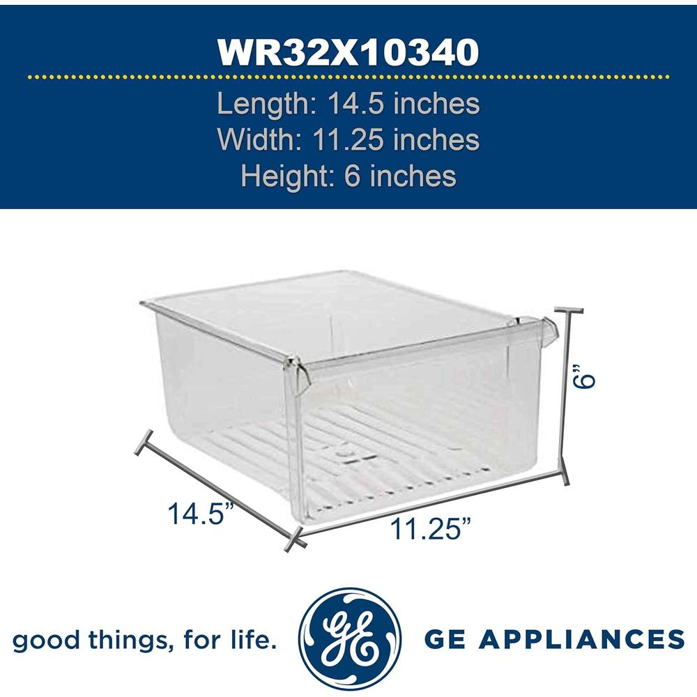 General Electric GE WR32X10340 Genuine OEM Crisper Drawer (Clear) for GE Refrigerators
