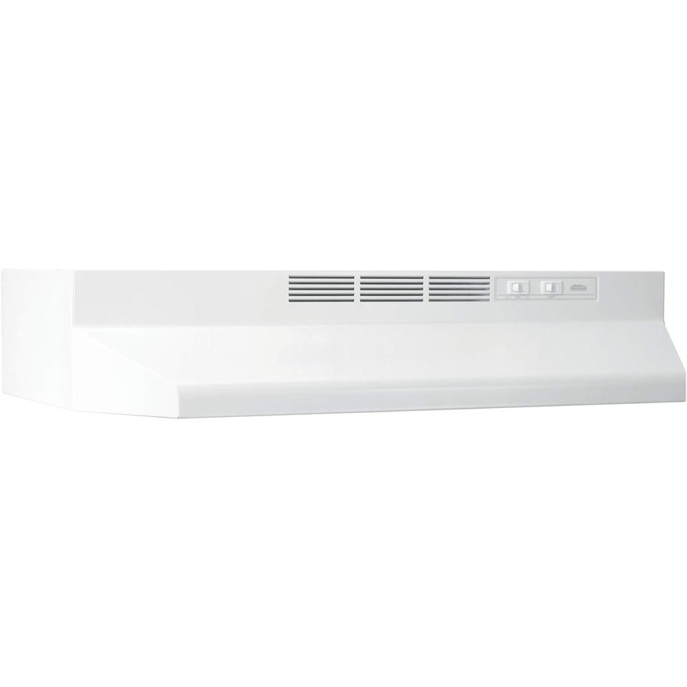 Broan -NuTone BUEZ124WW Non-Ducted Ductless Range Hood with Lights Exhaust Fan for Under Cabinet, 24-Inch, White