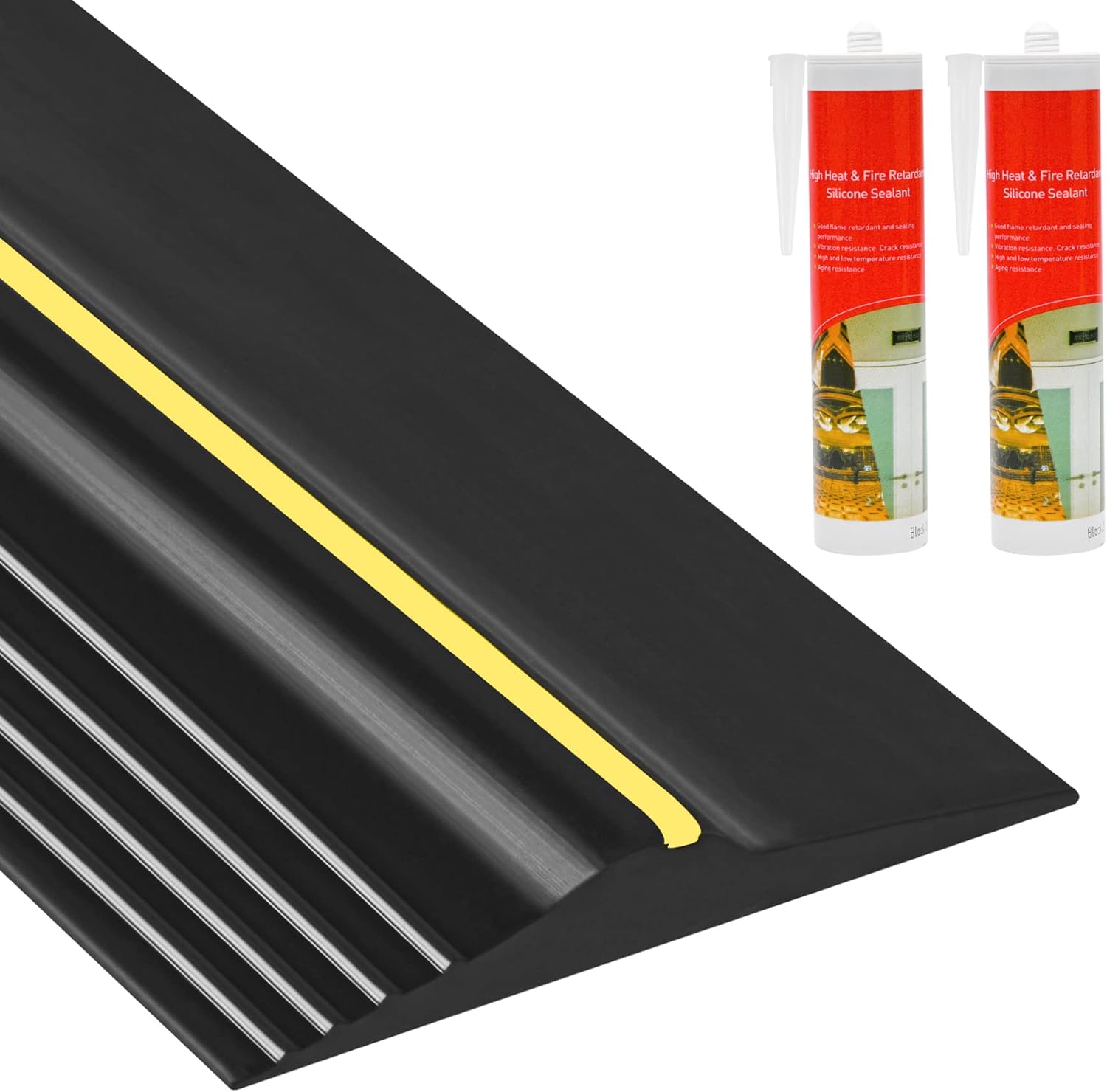 Papillon 16Ft with Adhesives Universal Garage Door Bottom Threshold Seal Strip, Weatherproof Rubber DIY Weather Stripping Replacement -