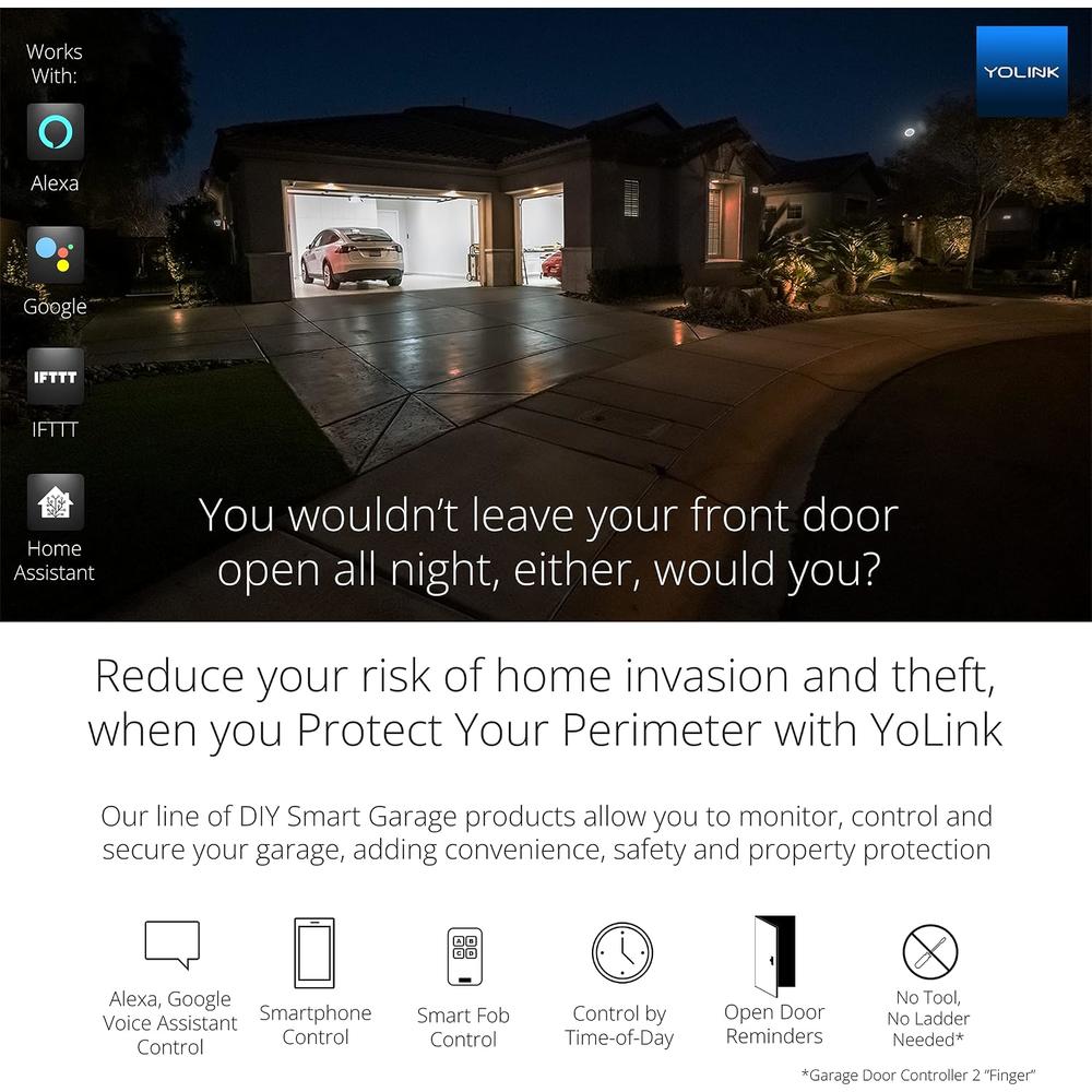 YoLink Smart Garage Door Sensor, Garage Door Position Sensor with Door Left-Open Reminders YoLink Smart Garage Door Sensor, Garage Door Position Sensor with Door Left-Open Reminders