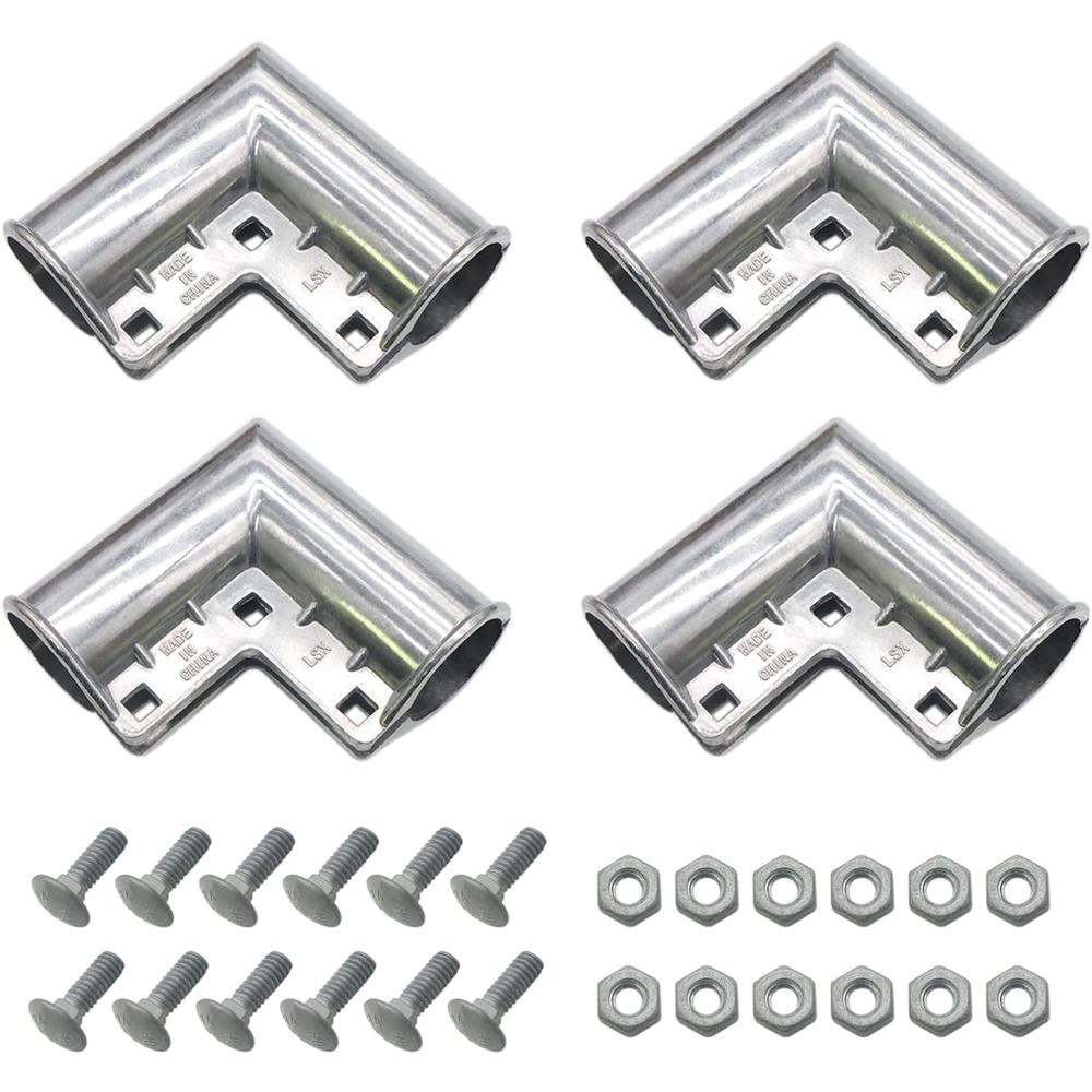 Wulankd 4 Packs Aluminum Chain Link Fence Gate Corners, Gate Elbow with 90 Degree Angle Design for 1-3/8" x 1-3/8" Outdoor Di