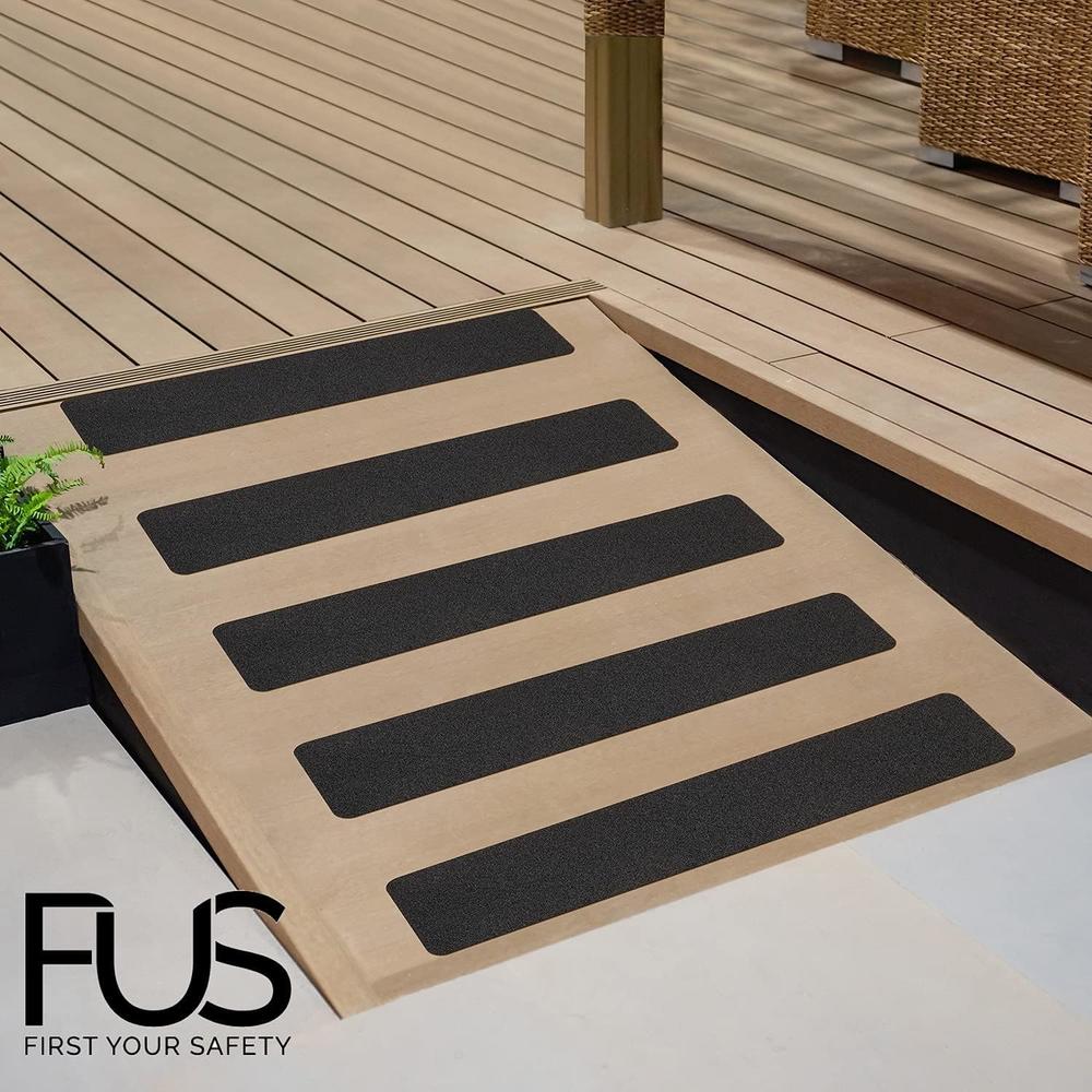 FUS FIRST YOUR SAFETY Anti-Slip Stair Treads - 80-Grit Black Non-Skid Tape for Indoor