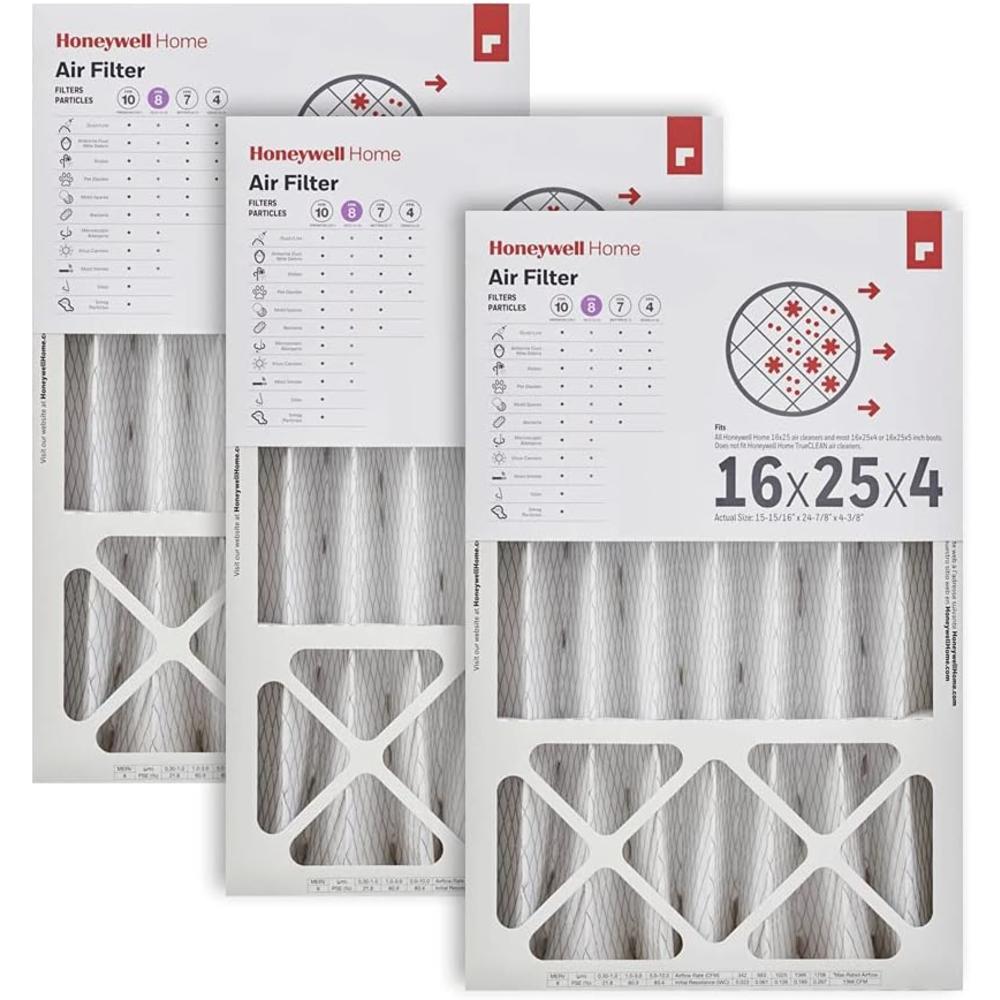 Honeywell 16x25x4 MERV 8, AC Furnace Air Filter, 1 PACK (CF408F1625-1PKAM)(Actual Dimensions: 15.63 x 24.75 x 4.38 in.) 1 Filter