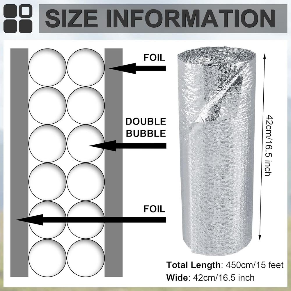 Amylove Double Bubble Reflective Foil Insulation Foam Core Radiant Barrier Bubble Film Heat Blocker Rv Window Insulation No Tear for We