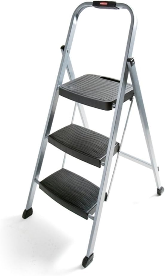 Rubbermaid RM-3W 3-Step Stool Ladder, Silver