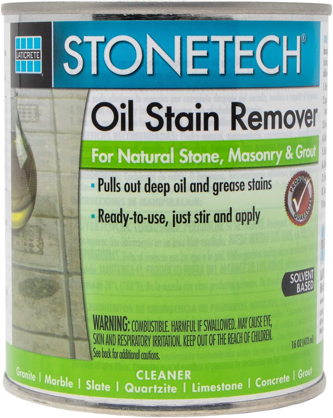 Granite City Tool STONETECH Oil Stain Remover, Cleaner for Natural Stone, Grout,