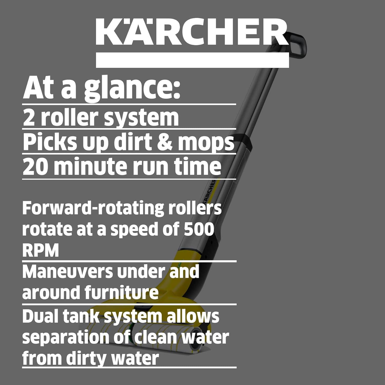 Karcher FC 3 Cordless Electric Hard Cleaner &#226;&#128;&#147; Perfect for Laminate, Wood, Tile, LVT, Vinyl,