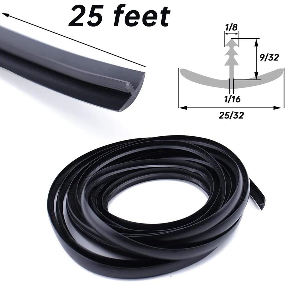 Muzata Black 3/4 inch x 25 Ft Center Barb Tee Moulding T Molding for Tables Game and Arcade Machines Decorative Edging Shelf Guarding