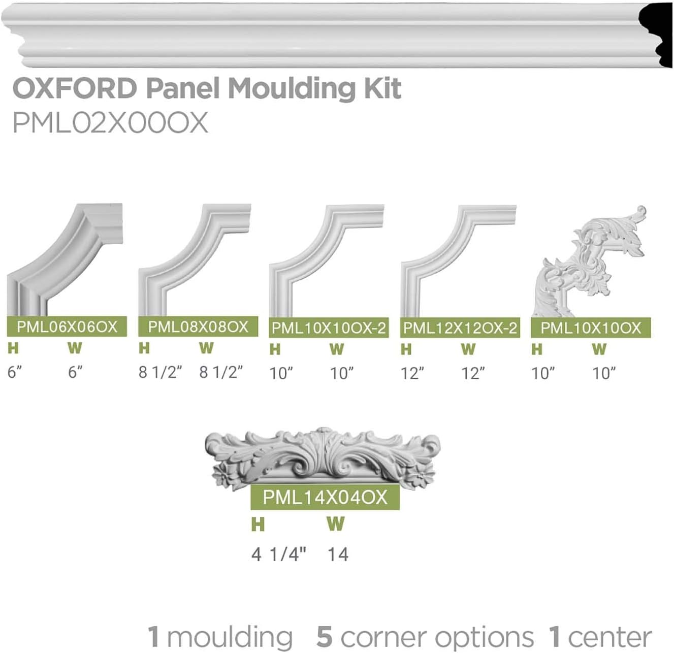 Ekena Millwork PML02X00OX Oxford Panel Moulding Panel Moulding, 2"H x 5/8"P x 94 1/2"L, Primed