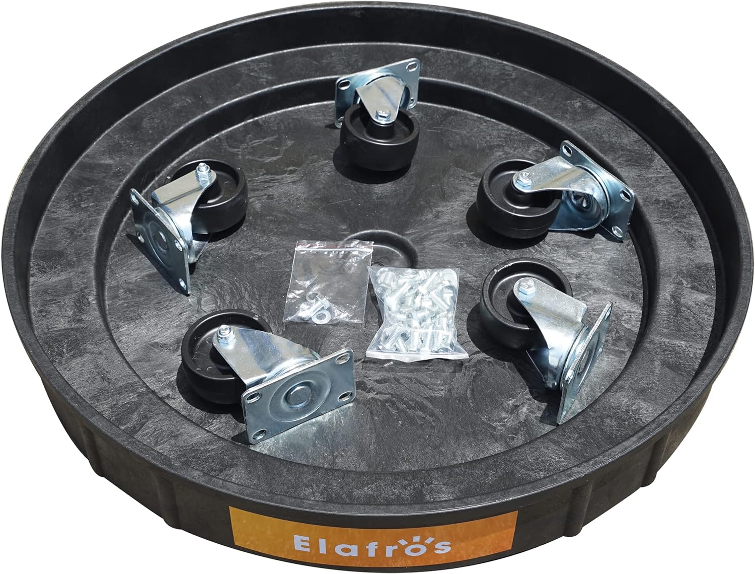 ELAFROS 30 Gallon and 55 Gallon Heavy Duty Plastic Drum Dolly &#226;&#128;&#147; Durable Plastic Drum Cart 900 lb. Capacity