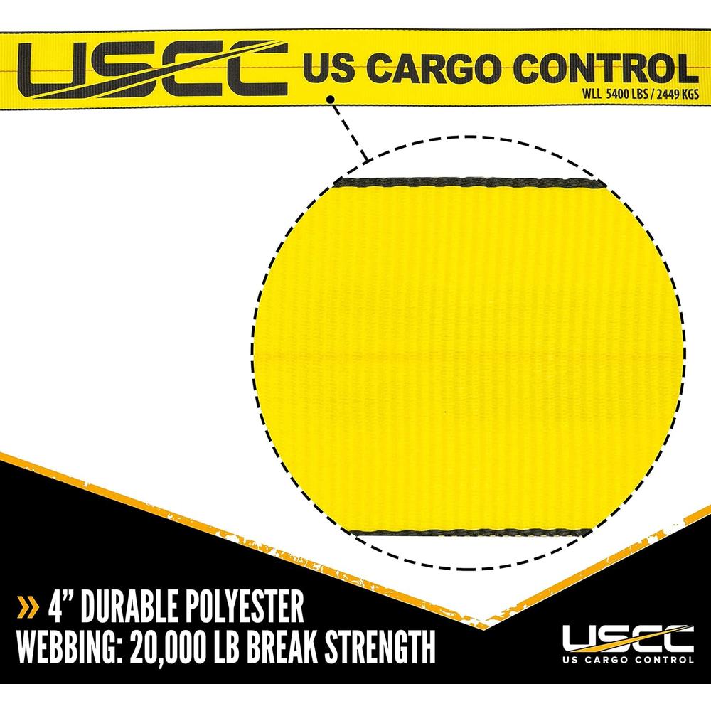 Us Cargo Control U.S. Cargo Control 4 Inch Winch Strap with Large Flat Hook, 40 Feet Long, Heavy Duty Trailer Winch Strap for Safe Cargo Securem