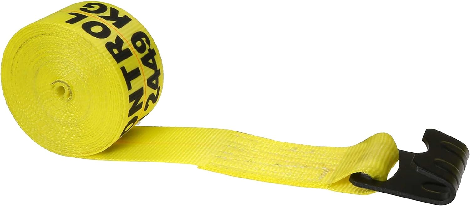 Us Cargo Control 3 Inch x 20 Foot Yellow Winch Strap with Flat Hook
