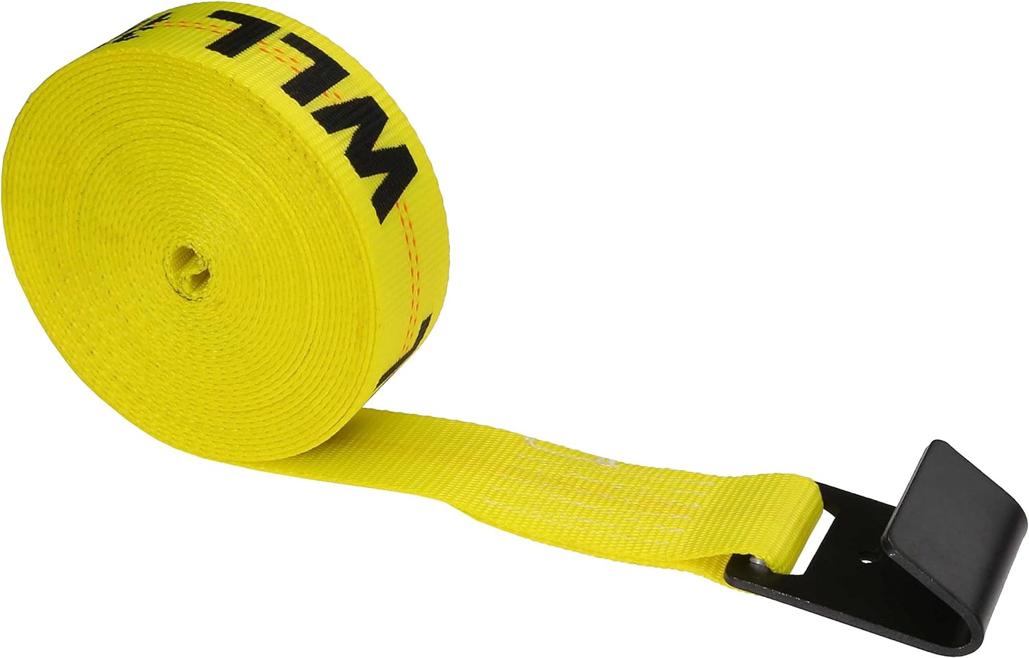 Us Cargo Control 2 Inch x 20 Foot Winch Strap with Flat Hook and Yellow Webbing