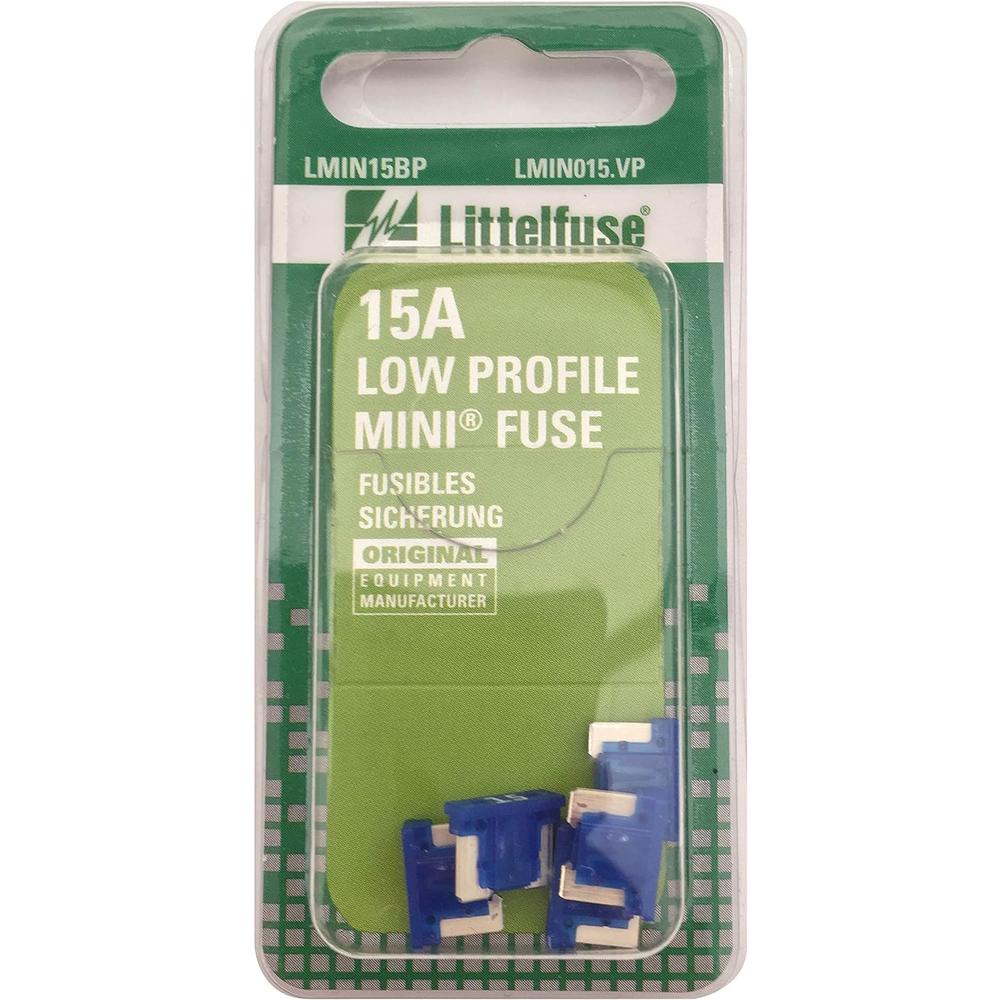 Littelfuse LMIN015.VP MINI Low Profile 15 Amp Carded Blade Fuse, (Pack of 5)