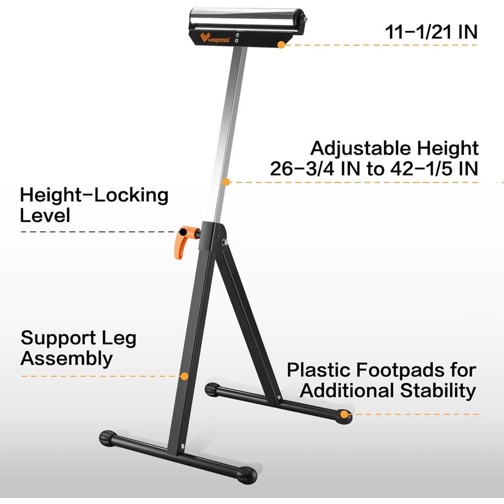 WORKESS Roller Support Stand 132 Lbs Load Capacity, Twin Pack WK-RS004T