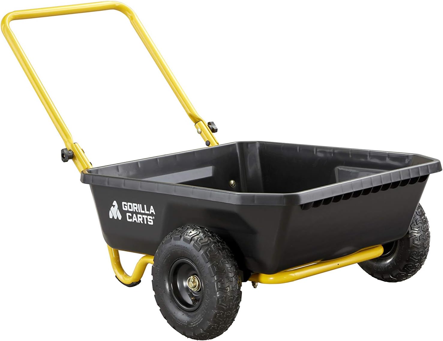 Gorilla Carts GCR-4 4 Cu. Ft, 300-pound Capacity, Poly Yard Cart, Black/Yellow